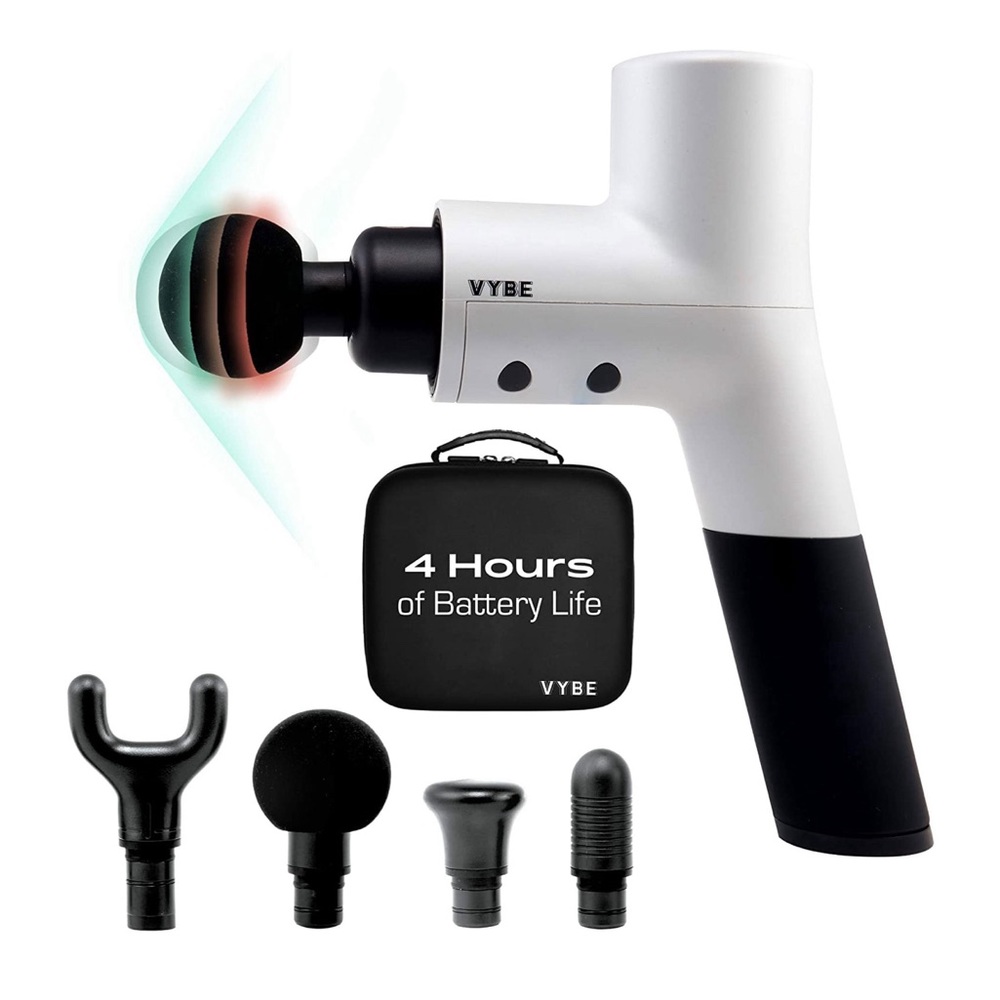 VYBE Premium Deep Tissue Muscle Massage Gun 5 Speeds 4 Attachments Powerful Hand